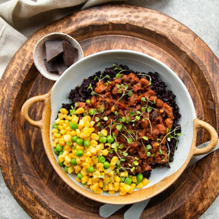 Vegan Amazonian Chocolate Bean Chilli with Black Rice