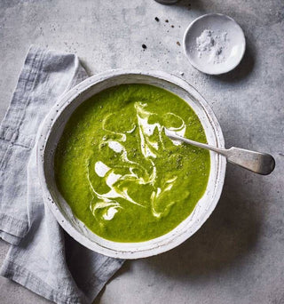 Broccoli, pea and mint soup